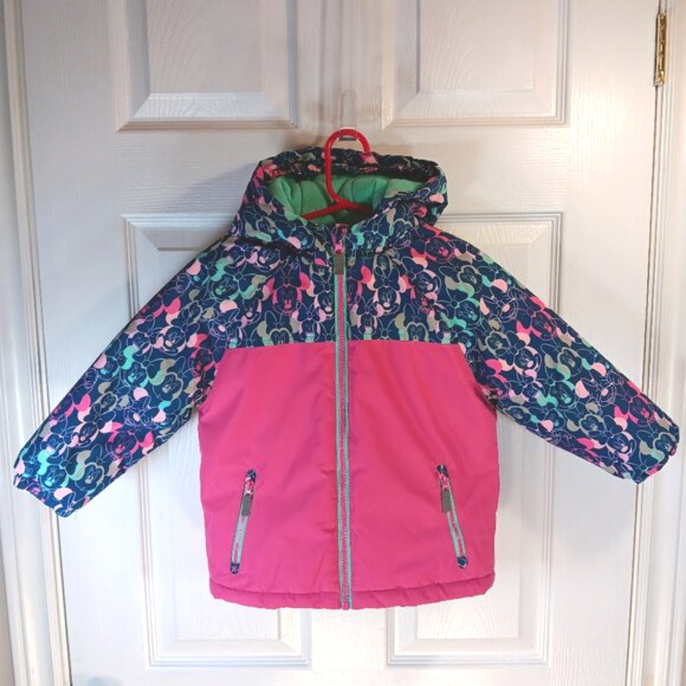 NWOT Disney Girls Minnie Mouse Winter Coat Pink Navy Teal Size 3T
